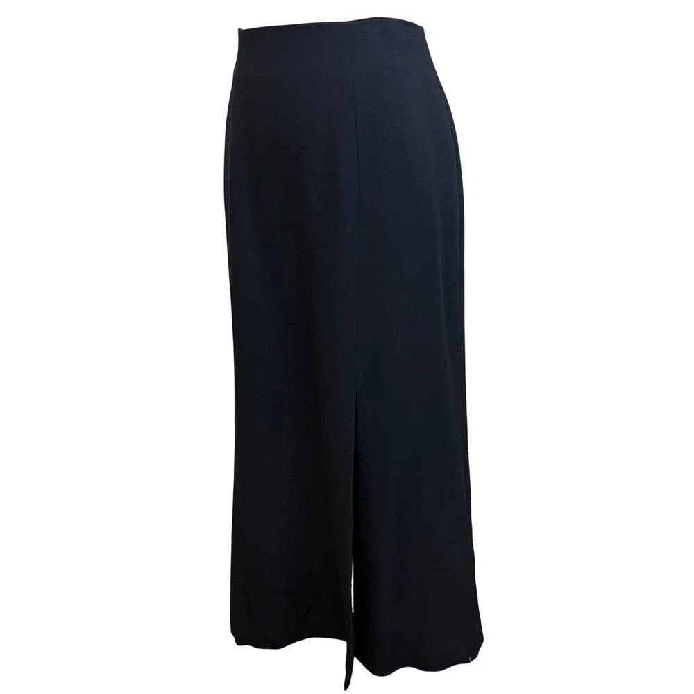 Vintage ELLEN TRACY Black High Waist Maxi Pencil Skirt 10 Minimalist Column Work